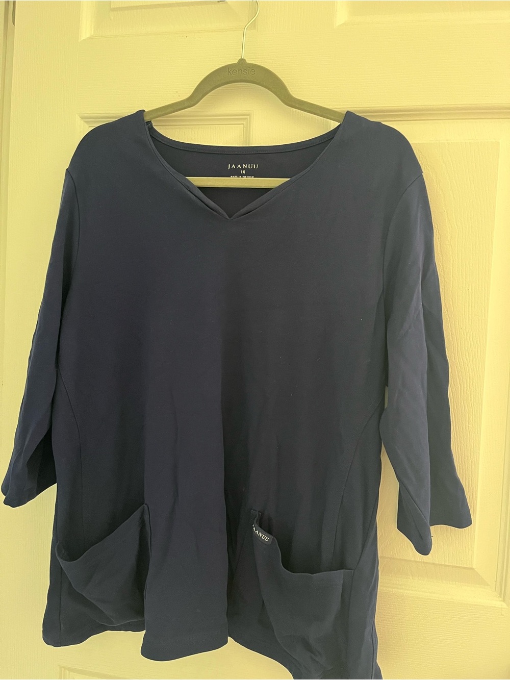 Jaanuu Navy 3/4 sleeve scrub top